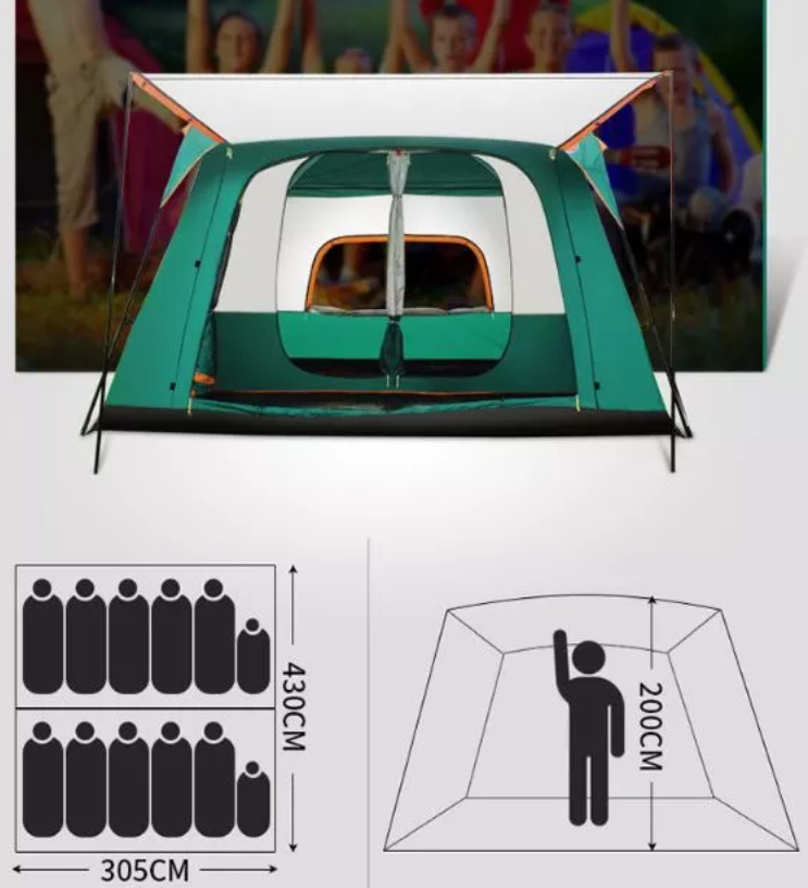 Lều cắm trại lớn cho 8 người ngoài trời